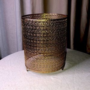Vintage Gold Filigree Wastepaper Basket Retro 1960's Trash Can (Cover Only)